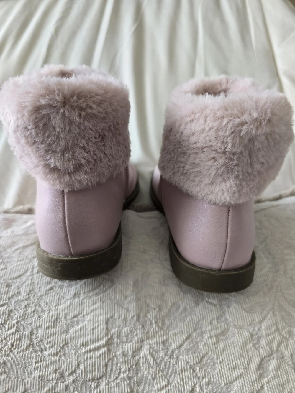 Gymboree Pink Faux Fur Boots Girls Barbiecore Suede Winter Booties Size 2 EUC
